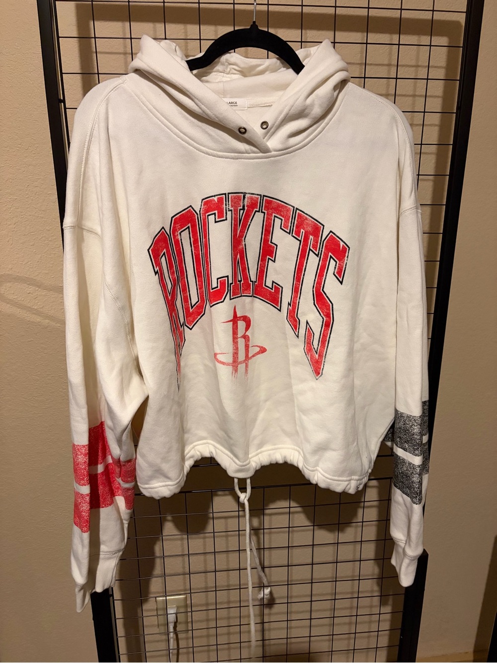 Cream 'Rockets' Graphic Hoodie with Red Accent